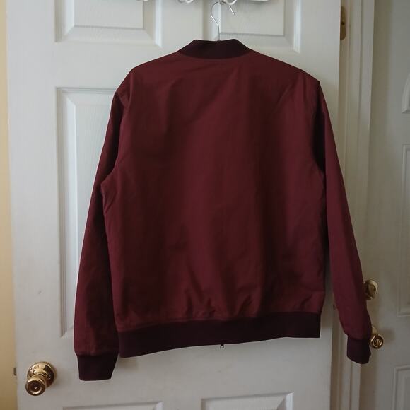 Jack Spade Men’s Bomber Jacket Large Burgundy Full Zip Ribbed Cuffs Casual Coat - Picture 3 of 16